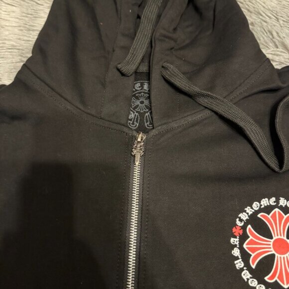 Chrome Hearts Black/ Red Made In Hollywood Zip Up Hoodie Mens Medium or Large - Picture 3 of 7